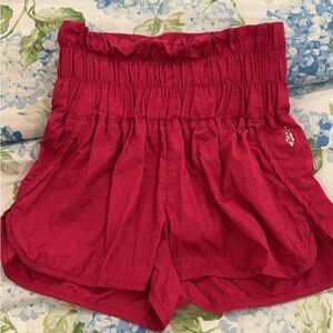 High Waist Red Women's Shorts